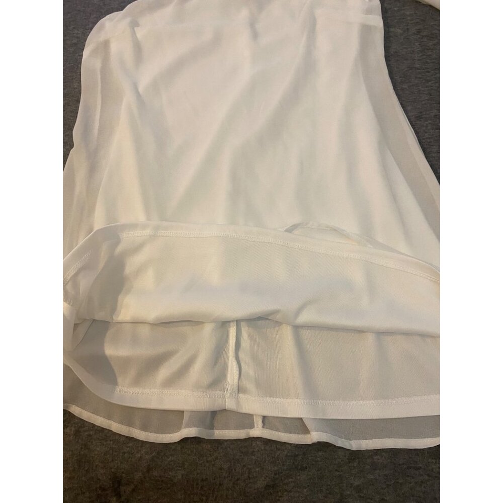 Sequin Hearts One-Shoulder Short Dress Small White Chiffon Studded Cuff Detail - Picture 5 of 8